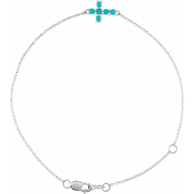 Natural Turquoise Cross Bracelet
