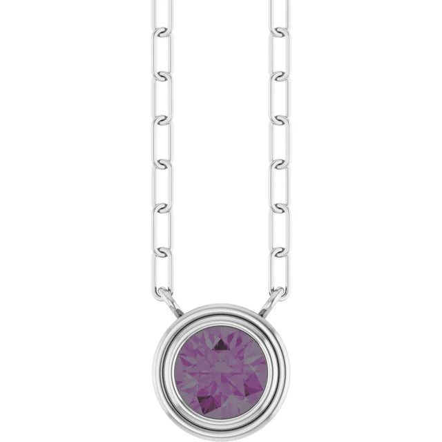Round or Emerald Cut Lab-Grown Stone Necklace