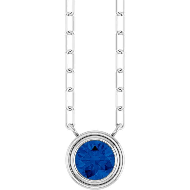 Round or Emerald Cut Lab-Grown Stone Necklace