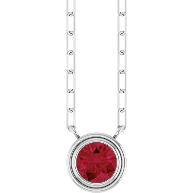 Round or Emerald Cut Lab-Grown Stone Necklace