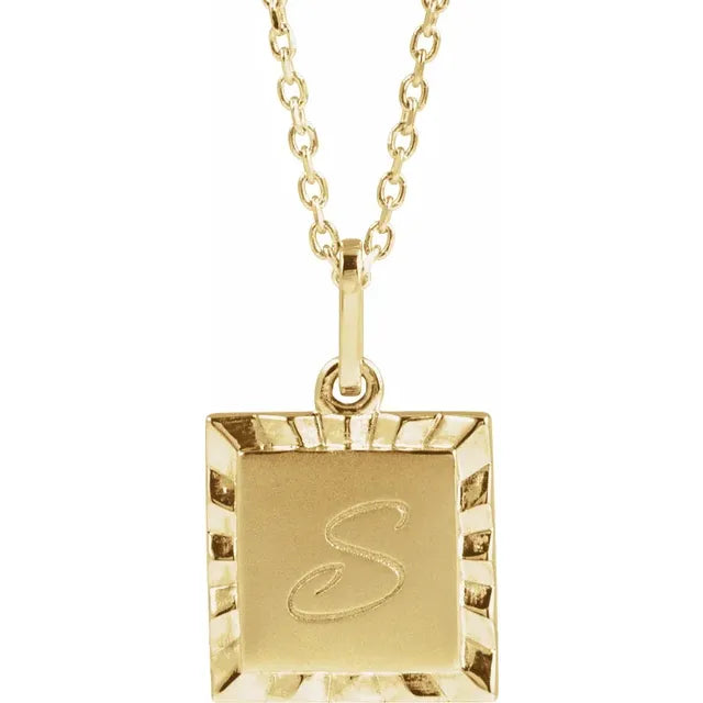 Engravable Square Initial Necklace