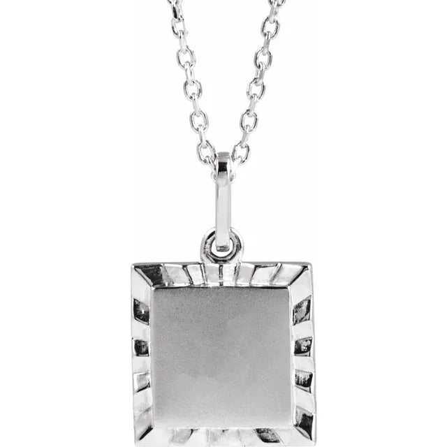 Engravable Square Initial Necklace