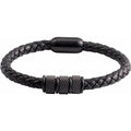 Black PVD Stainless Steel 6 mm Braided Leather Bracelet