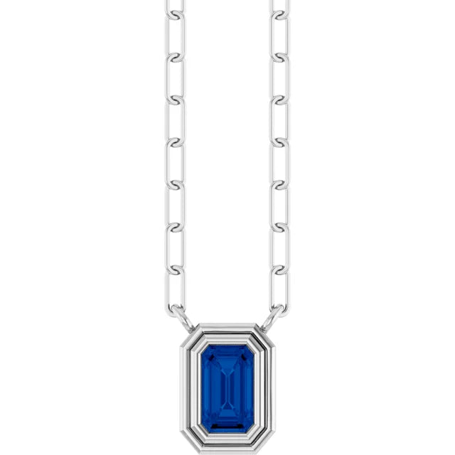 Round or Emerald Cut Lab-Grown Stone Necklace