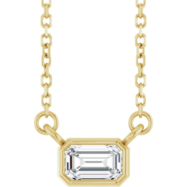 Emerald Cut Natural Gemstone Necklace