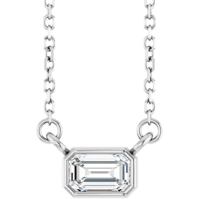 Emerald Cut Natural Gemstone Necklace