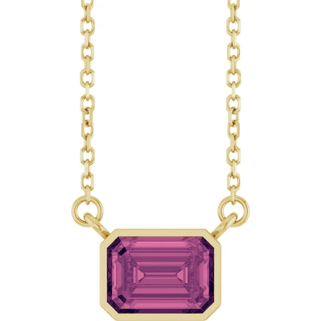 Emerald Cut Natural Gemstone Necklace
