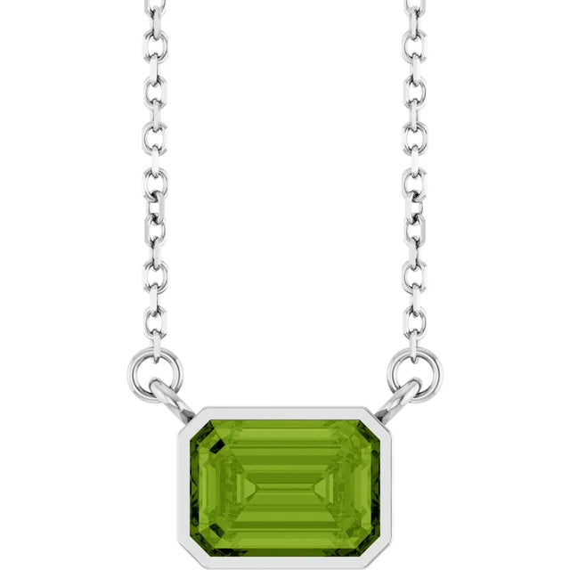 Emerald Cut Natural Gemstone Necklace