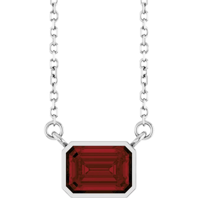 Emerald Cut Natural Gemstone Necklace