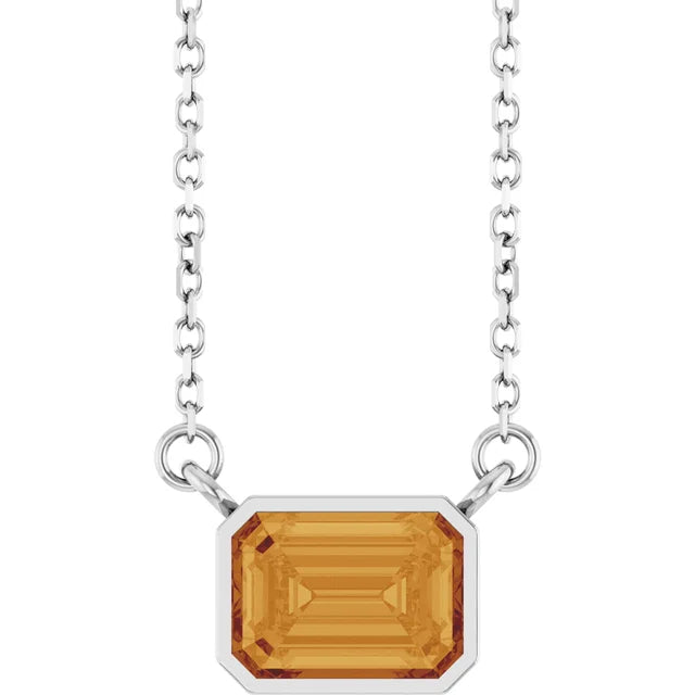 Emerald Cut Natural Gemstone Necklace