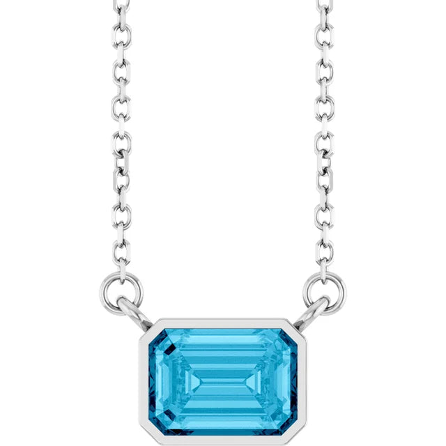 Emerald Cut Natural Gemstone Necklace