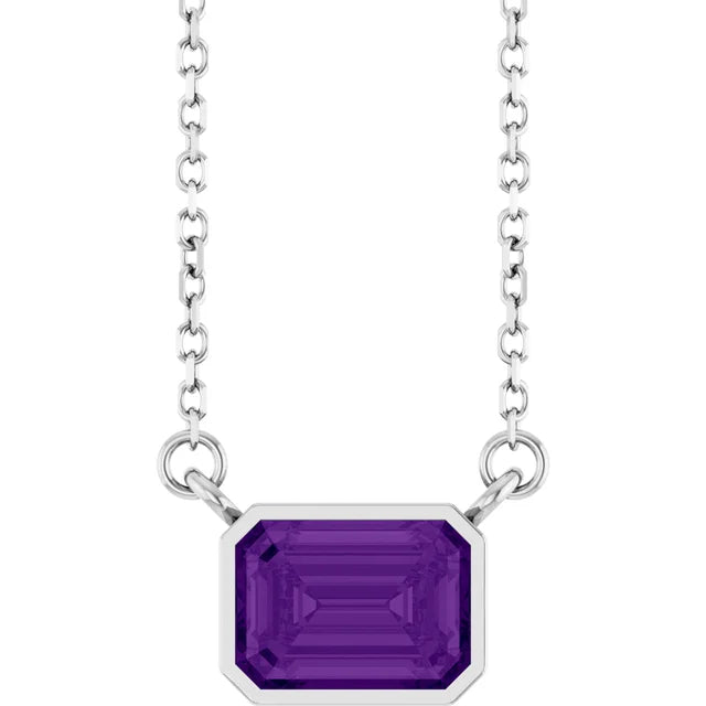 Emerald Cut Natural Gemstone Necklace