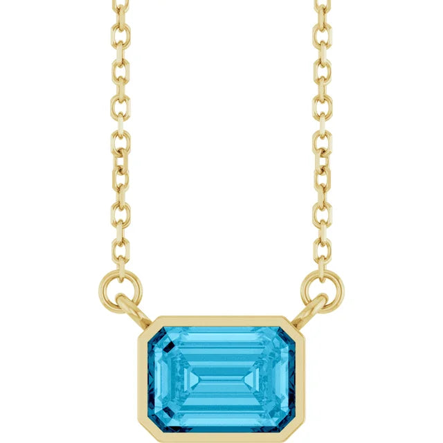 Emerald Cut Natural Gemstone Necklace