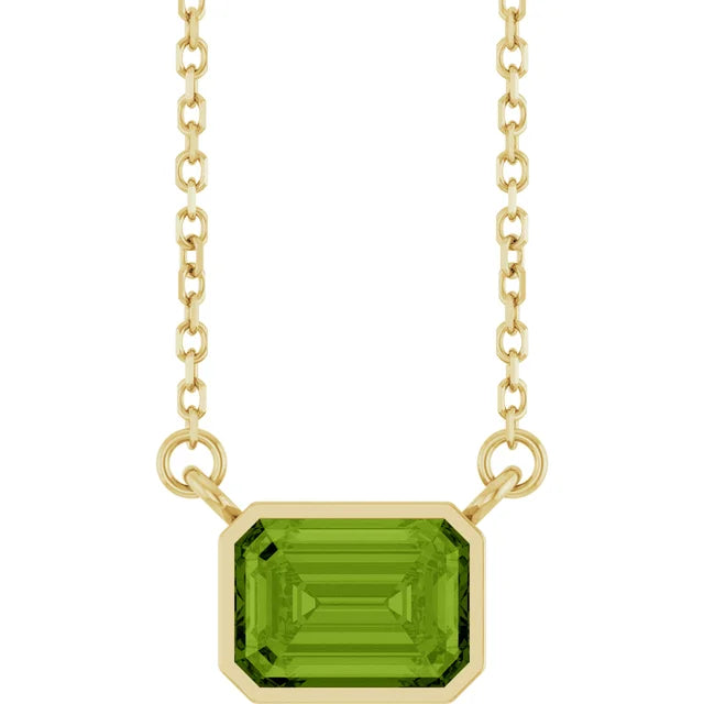 Emerald Cut Natural Gemstone Necklace