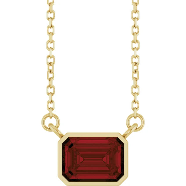 Emerald Cut Natural Gemstone Necklace