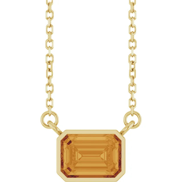 Emerald Cut Natural Gemstone Necklace