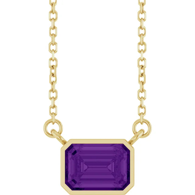 Emerald Cut Natural Gemstone Necklace