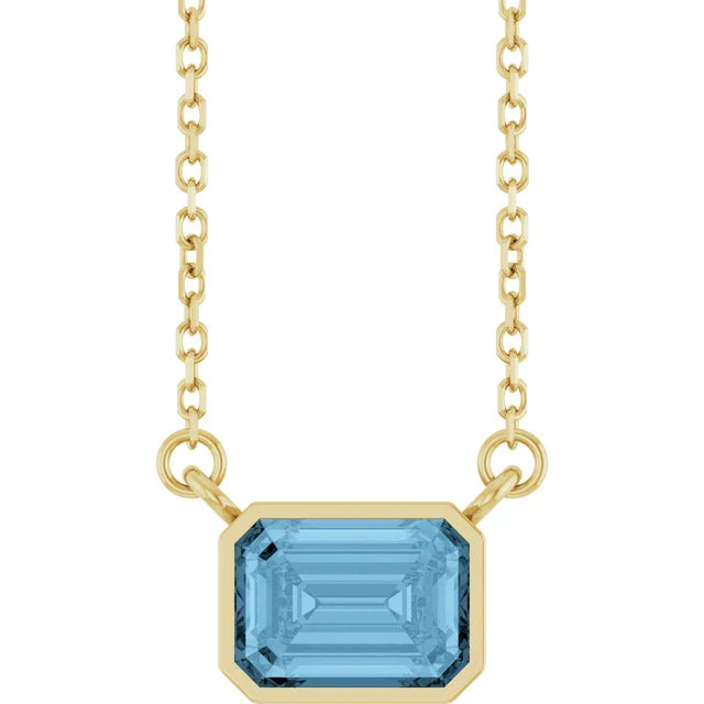 Emerald Cut Natural Gemstone Necklace