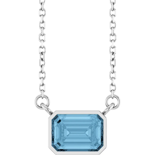 Emerald Cut Natural Gemstone Necklace