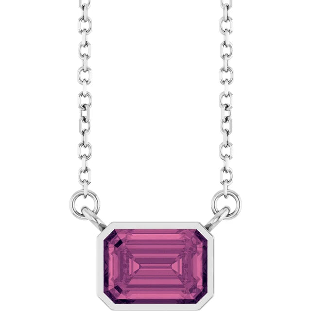 Emerald Cut Natural Gemstone Necklace