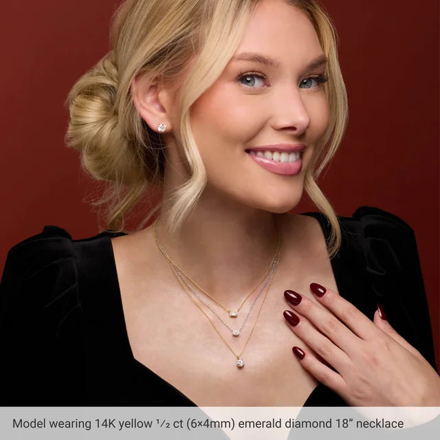 Emerald Cut Natural Gemstone Necklace