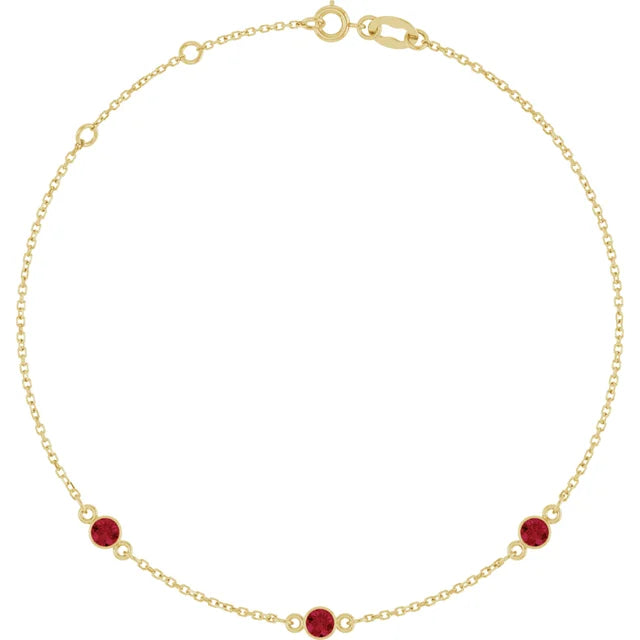 Natural Gemstone 3-Station Necklace