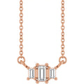 Three Stone Natural Diamond Bar Necklace