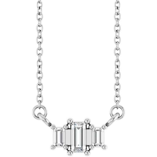 Three Stone Natural Diamond Bar Necklace