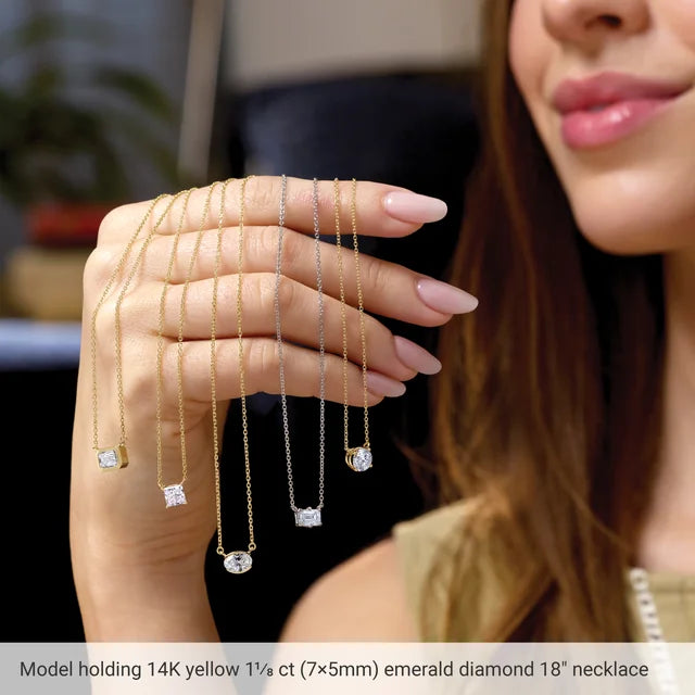 Emerald Cut Natural Gemstone Necklace