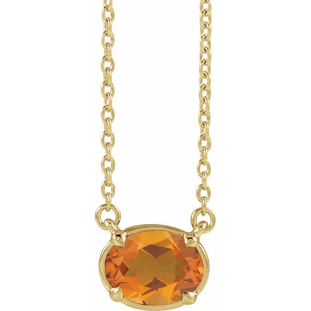 14K Yellow Gold Vermeil Natural Gemstone Necklace