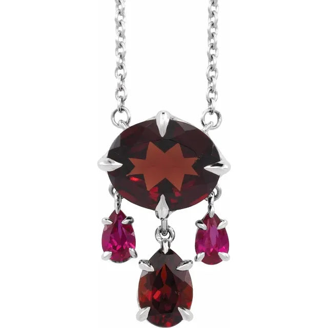 Natural Mozambique Garnet & Lab-Grown Ruby Necklace