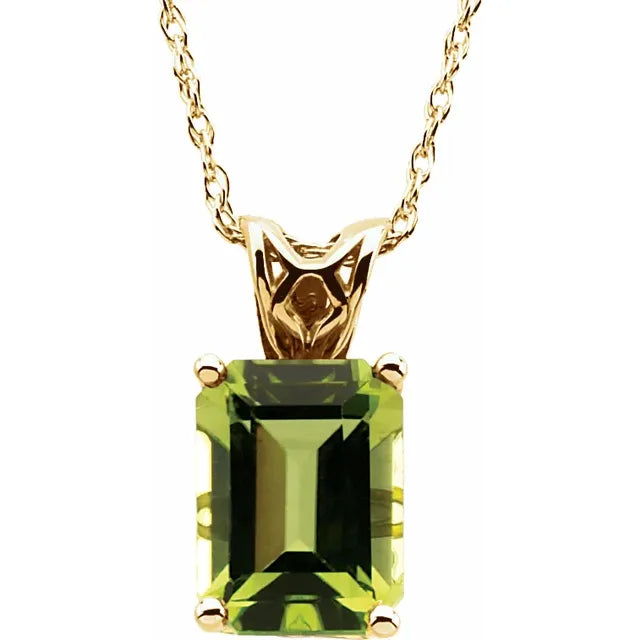 14K Yellow Gold Natural Peridot Necklace