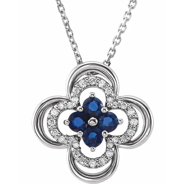 14K Natural Red Ruby or Blue Sapphire Necklace