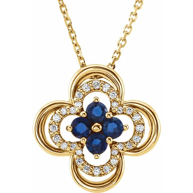 14K Natural Red Ruby or Blue Sapphire Necklace