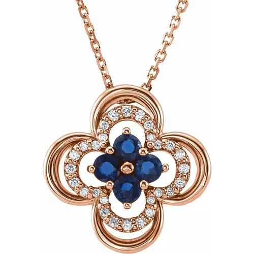 14K Natural Red Ruby or Blue Sapphire Necklace
