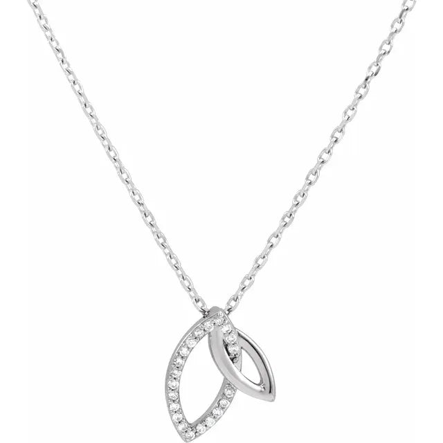 Natural Diamond Double Leaf Necklace