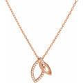 Natural Diamond Double Leaf Necklace