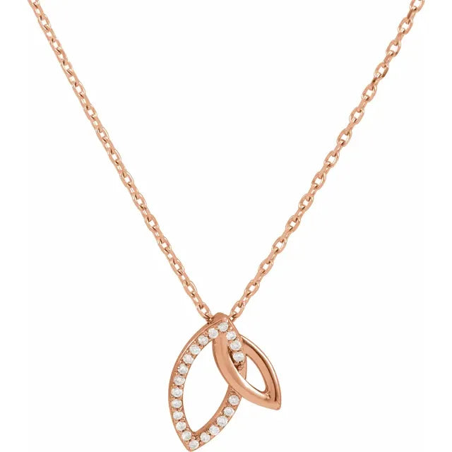 Natural Diamond Double Leaf Necklace