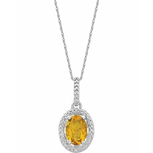 Natural Gemstone and Natural Diamond Accented Necklace