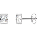 Square Imitation White Cubic Zirconia Earrings
