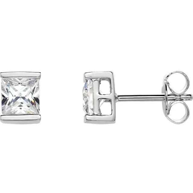 Square Imitation White Cubic Zirconia Earrings