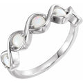 Natural White Opal Stackable Ring Size 7