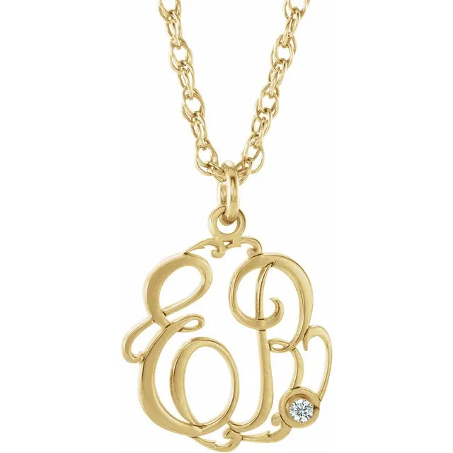 Natural Diamond Script Monogram Necklace