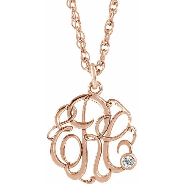 Natural Diamond Script Monogram Necklace