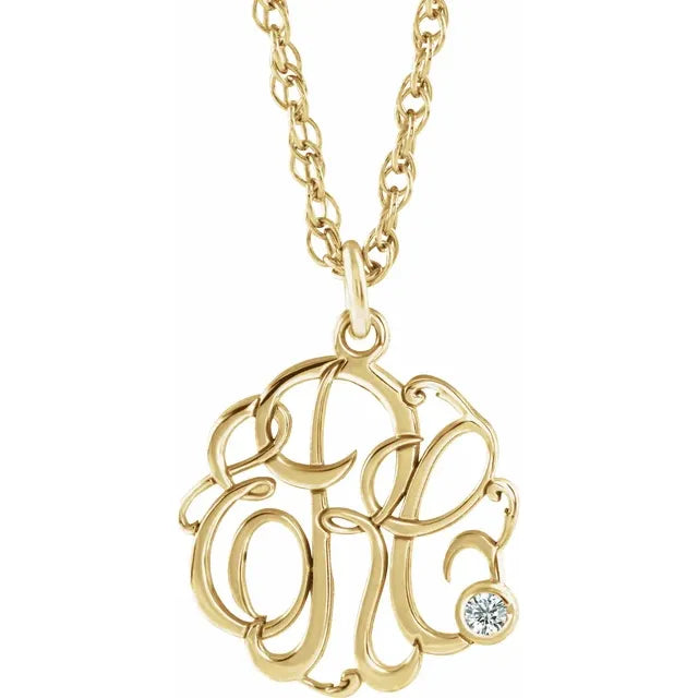 Natural Diamond Script Monogram Necklace