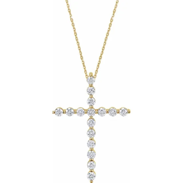 1 CT Natural Diamond Cross Necklace