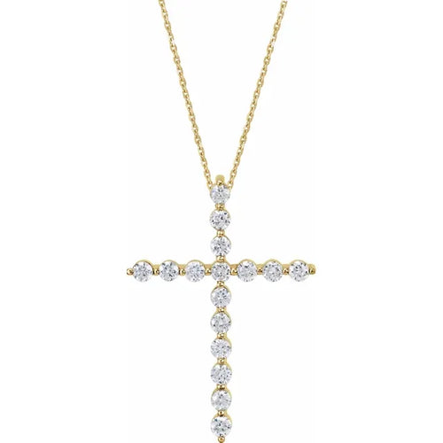 1 CT Natural Diamond Cross Necklace