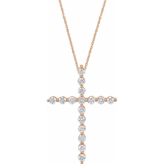1 CT Natural Diamond Cross Necklace