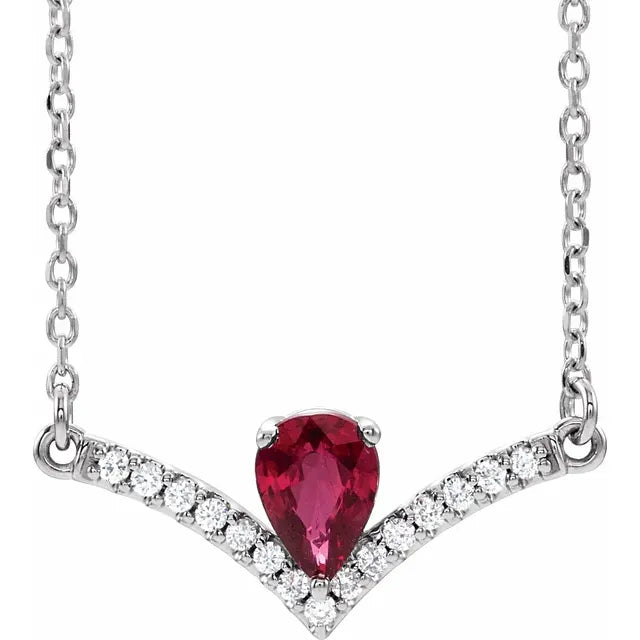 Natural Gemstone and Diamond Accented Necklace