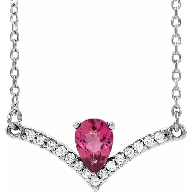 Natural Gemstone and Diamond Accented Necklace